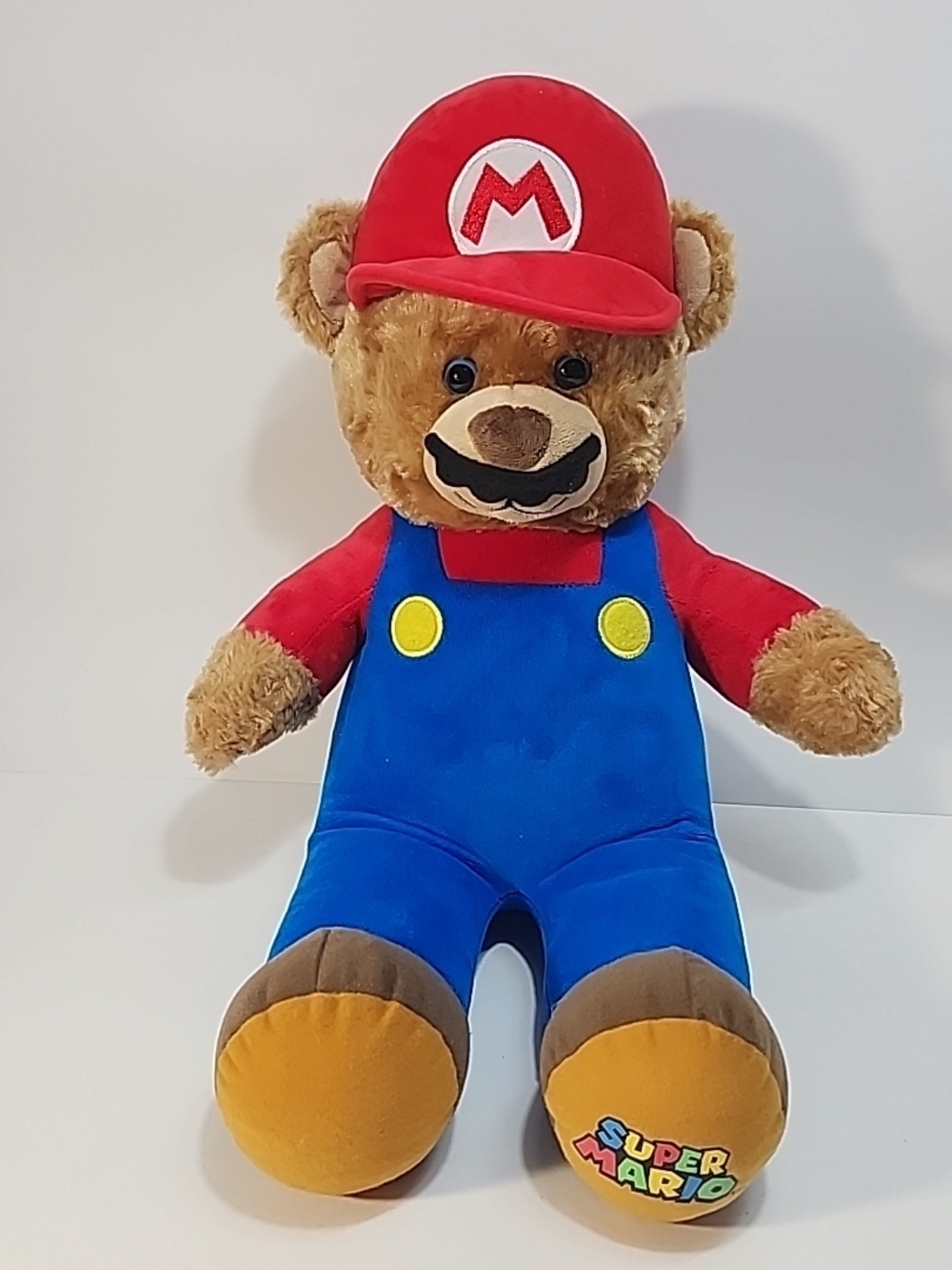 Build-A-Bear Red, Blue & Yellow Mario-Style Plush Bear